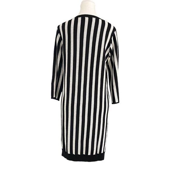 STORM & MARIE REFEREE  BLACK WHITE STRIPED KNIT TUNIC DRESS - 6 - Picture 4 of 9